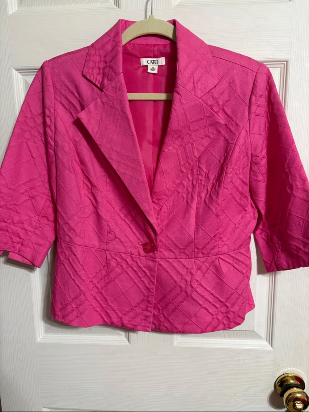 Cato Hot Pink Short Sleeve Textured Blazer